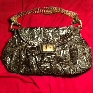 Steve Madden Dk Brn Crinkle Patent Handbag
